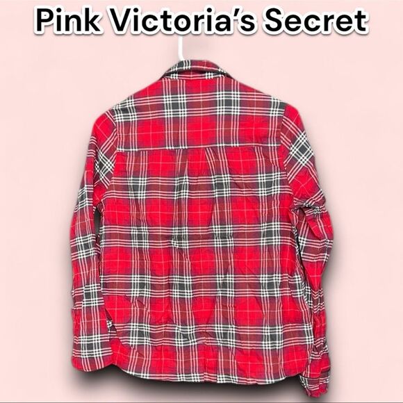 PINK Victoria’s Secret red button up flannel, PJ shirt, super soft, long sleeve - Picture 6 of 6